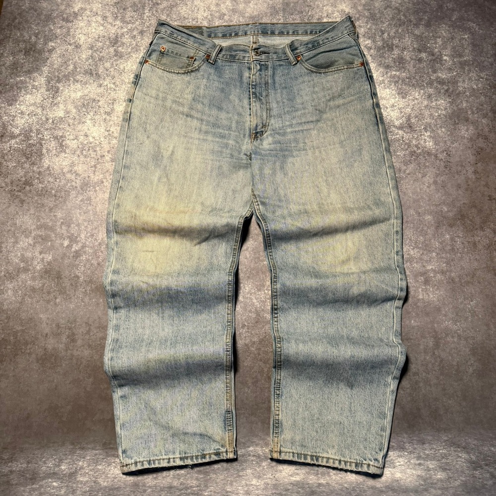 Levis 550 Relaxed Fit Tapered Leg Light Wash Blue Denim Jeans Mens 36x30‎